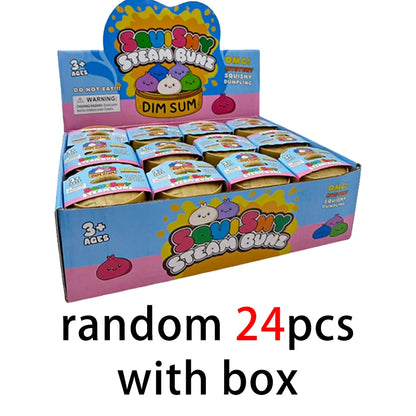 New 1-24pcs Glitter Dumpling Glitter Dumpling Squishy with Box Dumplings Sensory Squeeze Toy for Stress Relief