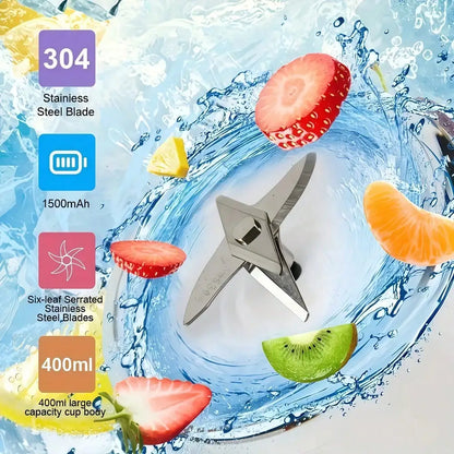 Juicer Cup + Portable Outdoor Cup, Dual Cups, Detachable, Easy To Clean, For Making Fine Juice, Fruit Blender, Beverage Maker, Suitable For Home, Outdoor Travel, Office, USB Charging, Portable Blender, Juice Mixer - Perfect G