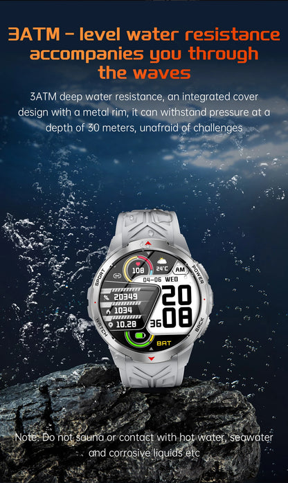 LIGE 1100mAh Military Outdoor Smart Watch Men 1.7" Large Display Compass Sports Watch IP68 Waterproof Bluetooth Call Smartwatch