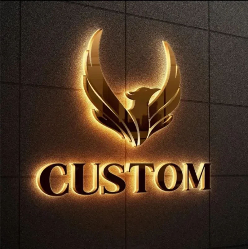 Custom 3D Halo‑Lit Metal Letters Business Logo Sign for Cafe Bakery Restaurant Commercial Storefront Outdoor