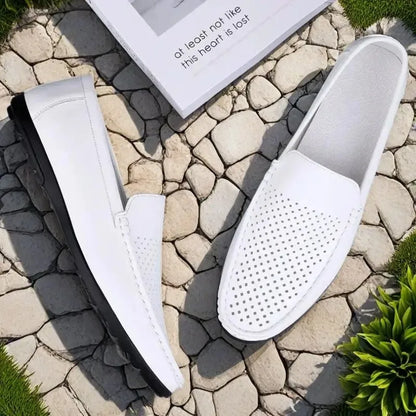 New men's daily casual leather shoes driving shoes new hollow Doudou men's shoes outdoor lazy pedal