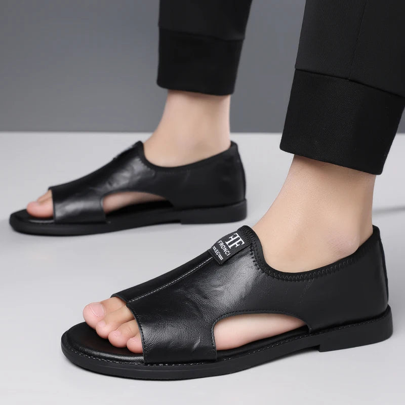 Men's Roman Sandals Summer Comfort Casual Soft Sole Slippers Anti-Slip Breathable Outdoor Slip-On Beach Shoes-HT2025