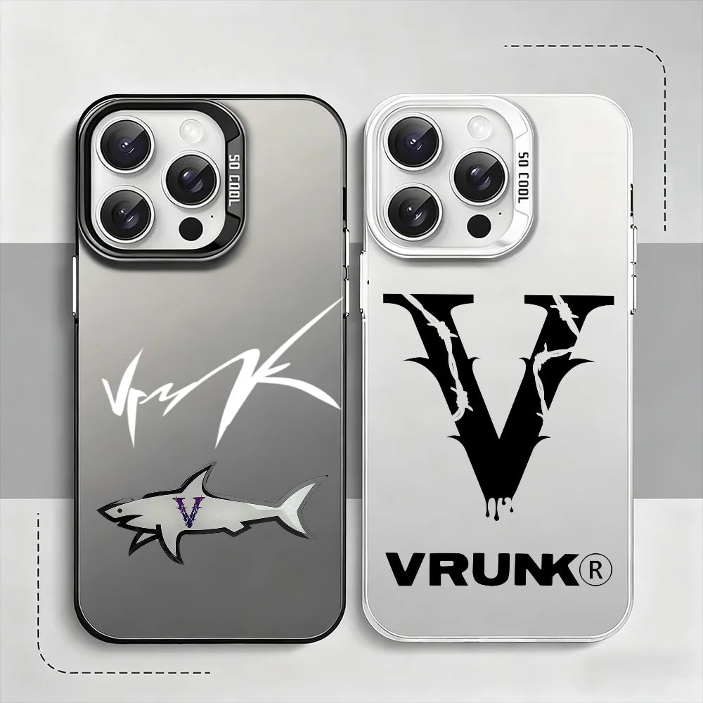 Fashion V-VRUNK phone case For iPhone 12 11 13 14 15 16 17 Max Pro Plus Mini Protective IMD Color Cover