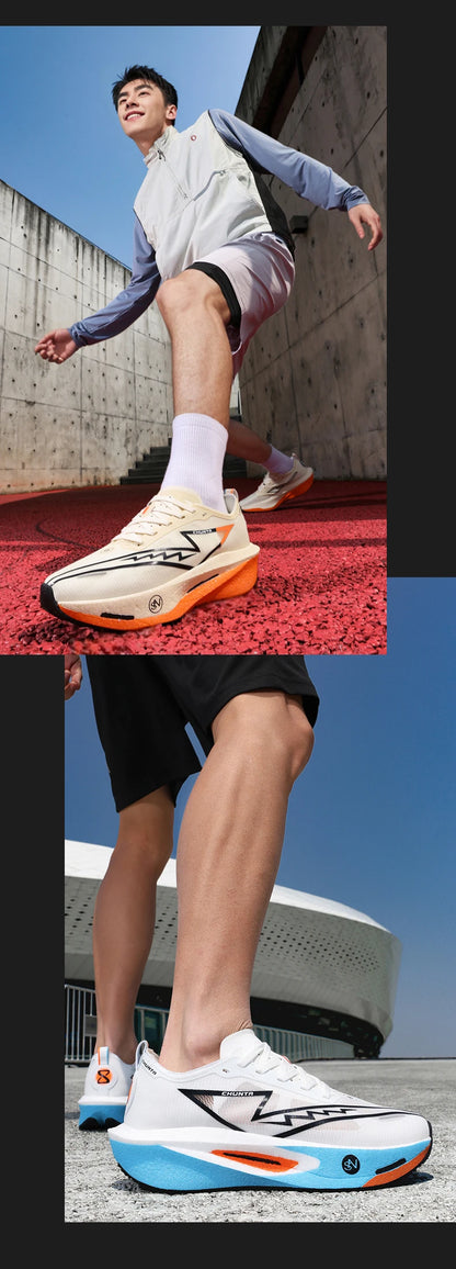 Men's Carbon Plate Breathable Mesh Running Shoes, Women's Marathon Shock-Absorbing and Anti Slip Chunta Sports Shoes