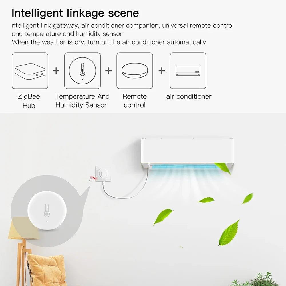 Tuya Zigbee Temperature and Humidity Sensor App Remote Monitor Thermometer Hygrometer for Home/Plant Work with Alexa Google Home