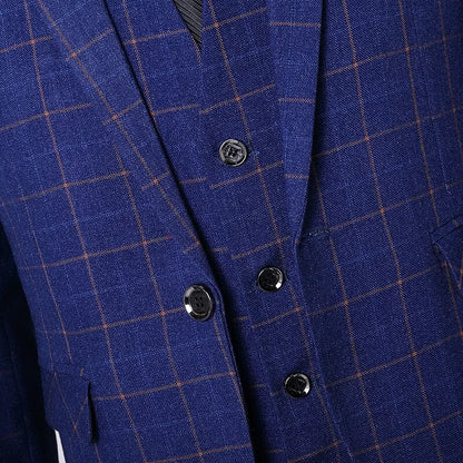 Men's Handsome Business Casual Plaid Three-Piece Set High-End Suit Fashion with Vest And Trousers for Wedding