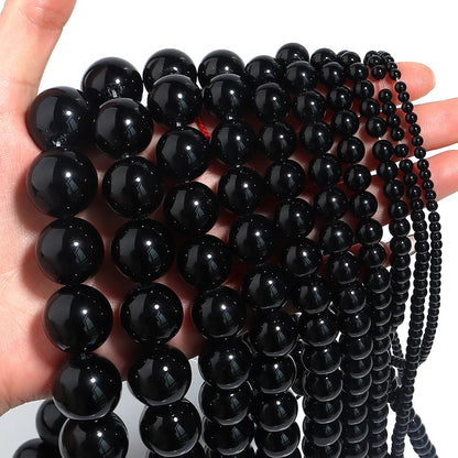 1 Strand Natural Stone Black Onyx Agate Round Loose Beads 2-20MM Pick Size For Crafts Making DIY Sewing clothing Accessories