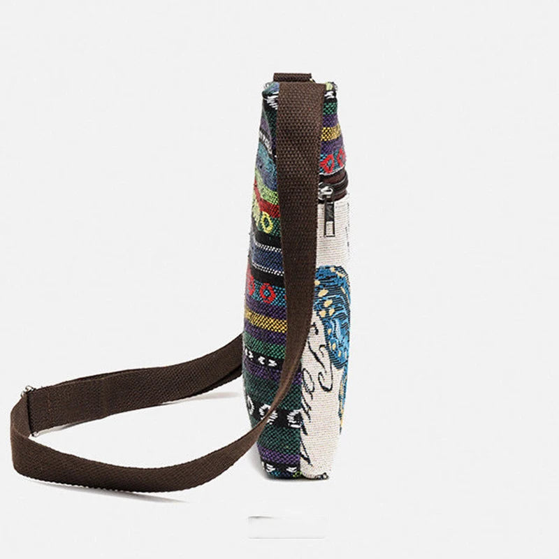 Lady Crossbody Shoulder Bag, Phone Purse Handbag, Ethnic Style Embroidered Messenger Bag, Retro Small Canvas Bag