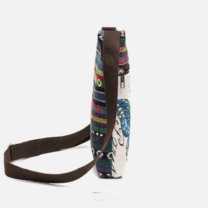 Lady Crossbody Shoulder Bag, Phone Purse Handbag, Ethnic Style Embroidered Messenger Bag, Retro Small Canvas Bag