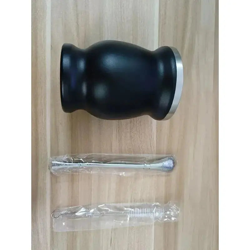 230ML Mate Cup 304 Stainless Steel Double Wall 8oz Portable Tea Mug Mate Tea Gourd With 2 In 1 Straw Spoon Give Cleaning Brush