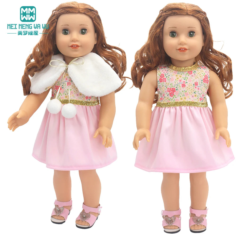 Fits 17-18inch American Doll and New Born Doll Clothes Fashion Dresses, Hooded Jumpsuit, Cardigan Strap Skirts Toys Gifts