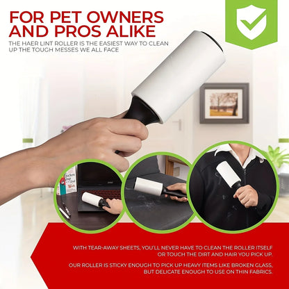 Extra-Sticky Lint Roller for Pet Hair Removal,Ideal for Dog & Cat Owners,Perfect for Clothes & Furniture Cleaning