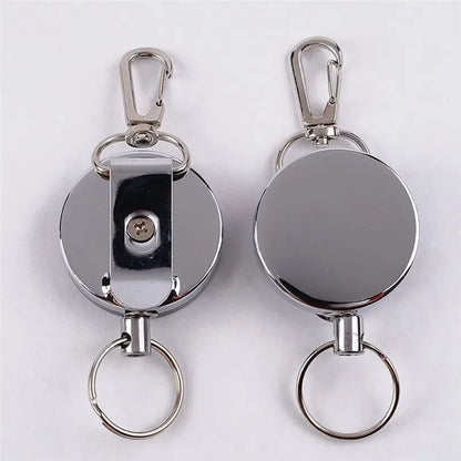 Stainless Steel Wire Rope Elastic Keychain Recoil Sporty Retractable Alarm Key Ring Anti Lost Yoyo Ski Pass ID Card