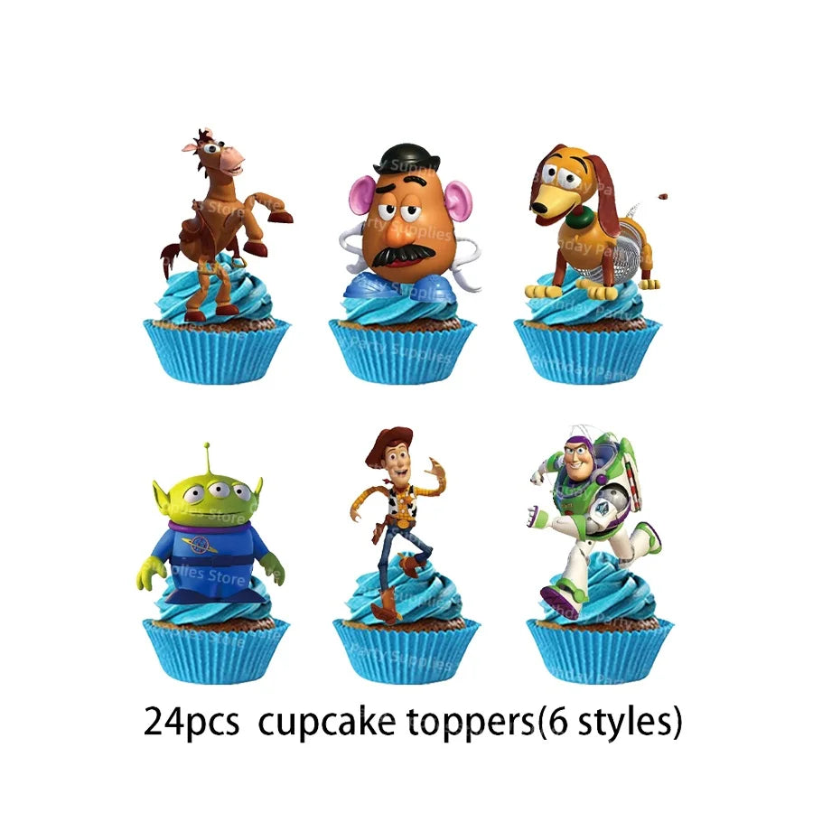Toy Story Party Decorations Cup Plate Napkin Slap Bracelet Cake Topper Birthday Party Favors Reward Prizes Party Supplies