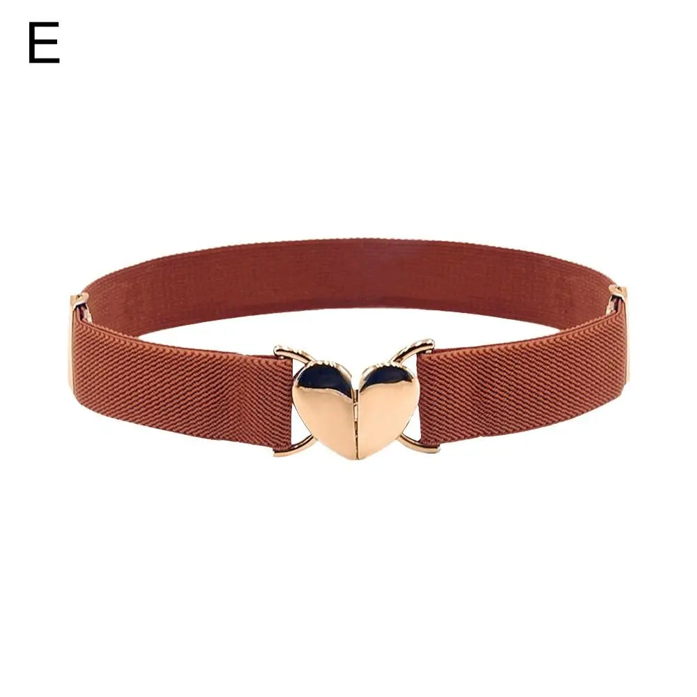 2022 Children Stretch Belts Girls Multicolor Adjustable Elastic Waist Belts with Heart Shape Buckle Waistband Accessories