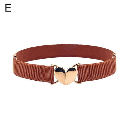 2022 Children Stretch Belts Girls Multicolor Adjustable Elastic Waist Belts with Heart Shape Buckle Waistband Accessories