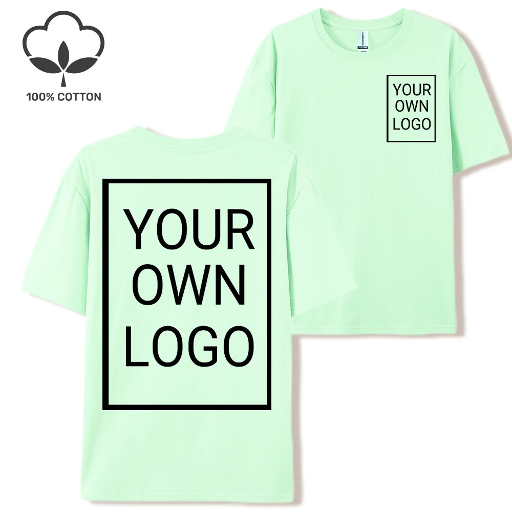 Double Sided Customized LOGO Picture Women T-Shirt Summer Y2K Loose Short Sleeves Comfortable T Shirts Crewneck DIY Tee Tops
