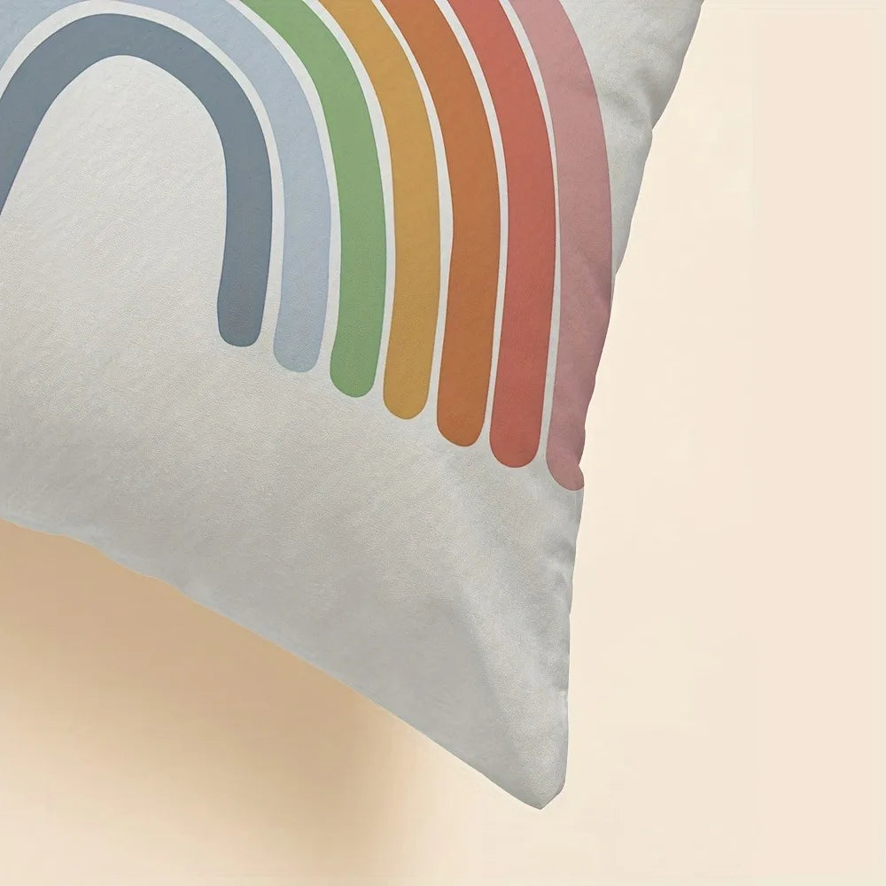 Cartoon rainbow sun pattern printing pillowcase children's room decoration home decoration living room sofa cushion cover