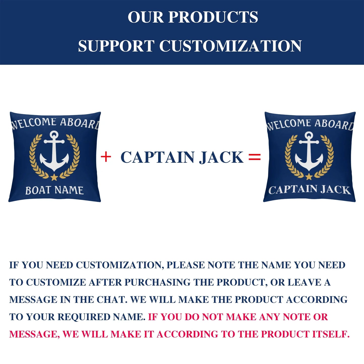 Custom Boat Name Pillow Covers Personalized Nautical Anchor Cushion Cases for Yacht Home Decor Beach House Welcome Aboard