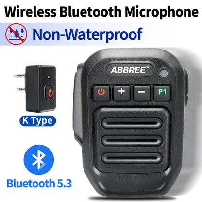 ABBREE Wireless Mic Bluetooth PTT Handsfree Speaker Microphone for Baofeng UV-5R UV-21 BF-888S Quansheng UV-K5(8) UV-5R Plus