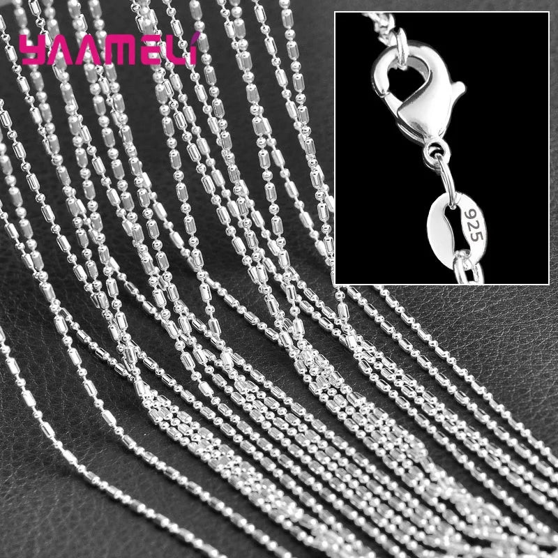 Authentic 5PCS Solid 925 Sterling Silver Jewelry Chains Necklace with Lobster Clasps fit Men Women Pendant 18 Designs 16-30 Inch