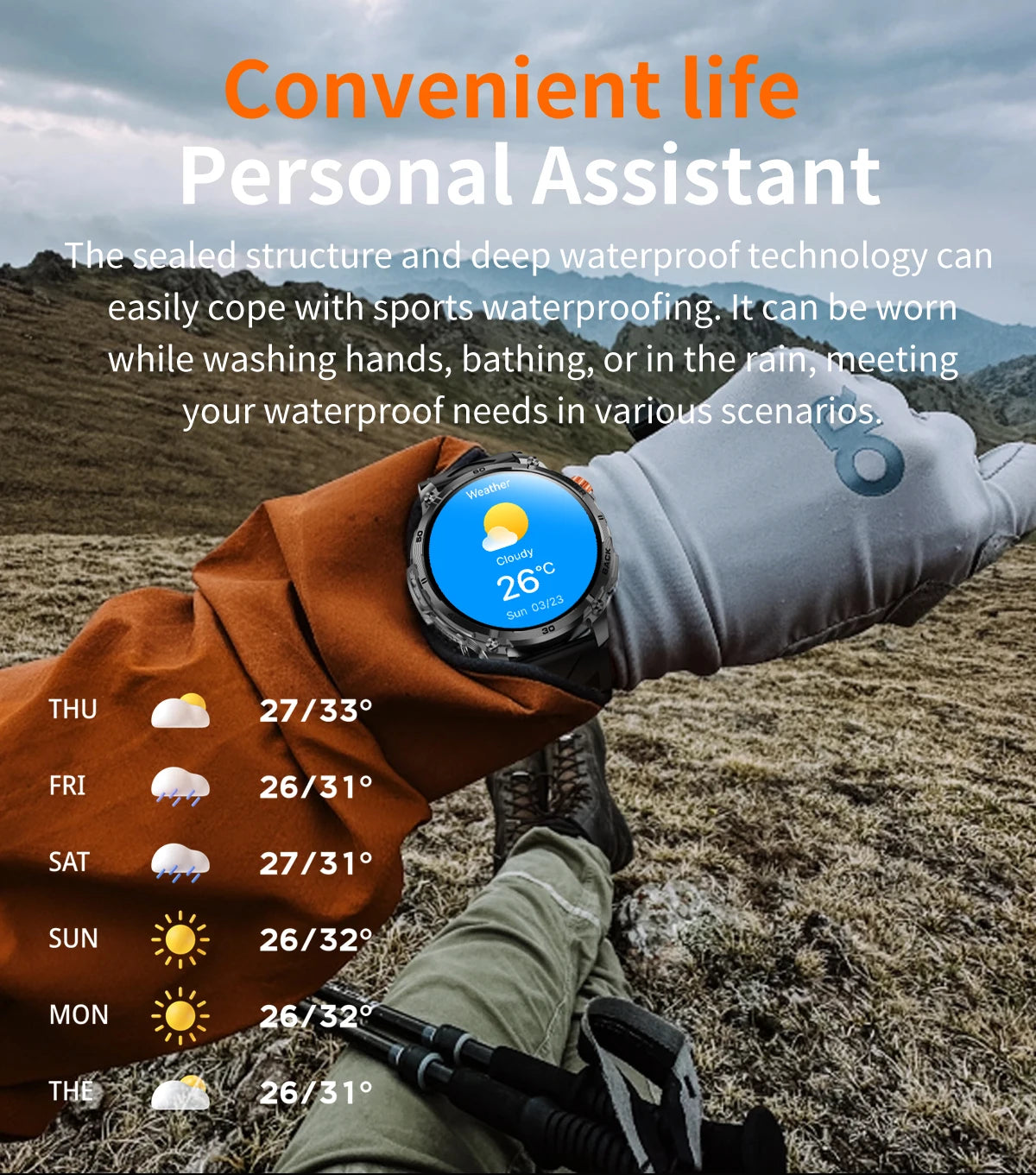 LIGE 2026 Nowy Wojskowy Smartwatch Męski Bateria 1000mAh Wodoodporny 5ATM GPS Rozmowy Bluetooth Wyświetlacz AMOLED Sportowy Smartwatch dla Mężczyzn