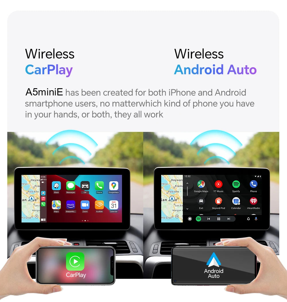 XUDA 2in1 Wireless CarPlay Dongle Wireless Android Auto Adapter AI Smart Box Car Intelligent Systems For Car With Wired CarPlay