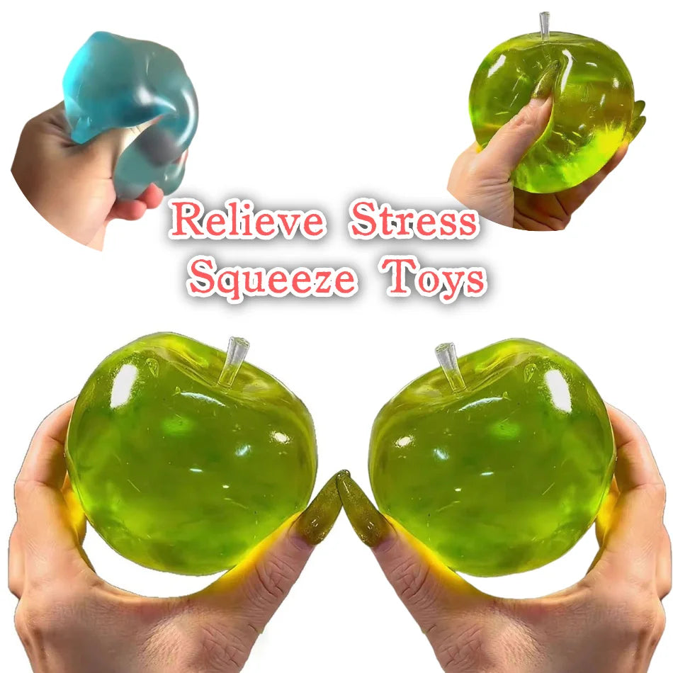 *Squishy Green Apple Stress Ball Soft Fidget Sensory Toy for ADHD Autism Slow Rebound Squeeze Toy for Adults Kids Christmas Gift