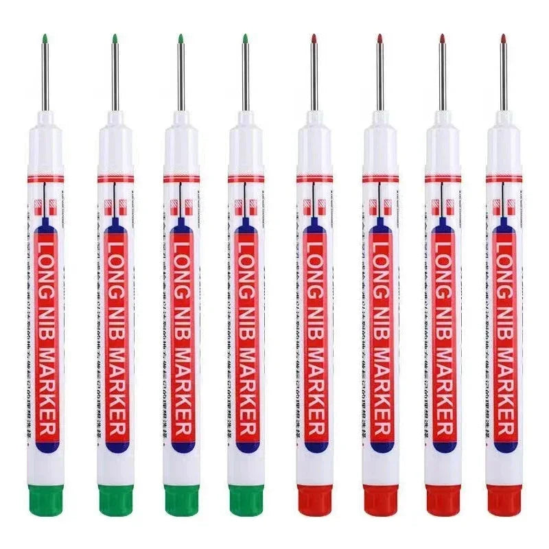 8Pcs/Set 20mm Deep Hole Long Nib Head Markers For Metal Perforating Pen Waterproof Bathroom Woodworking Decoration Multi-Purpose