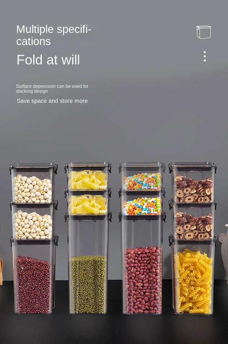 Kitchen Sealed Jars Large Capacity Grain Organizer Plastic Sealed Tank Moisture-proof Kitchen Storage Box Seasoning Jars Set New