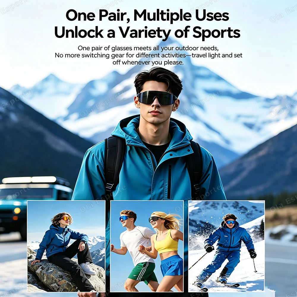 Smart Cycling Glasses Men Bluetooth UV400 Polarized Sunglasses Man AI Voice Intelligent Headphones Call Music Play Camera Remote