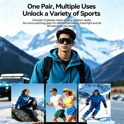 Smart Cycling Glasses Men Bluetooth UV400 Polarized Sunglasses Man AI Voice Intelligent Headphones Call Music Play Camera Remote