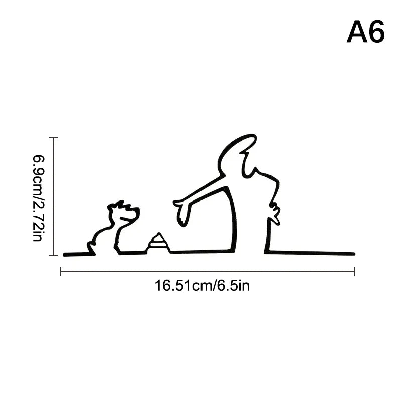 La Linea Minimalist Line Art Car Sticker Bumper & Window Door Wall Decal With Cartoon Character Design Home Car Decoration