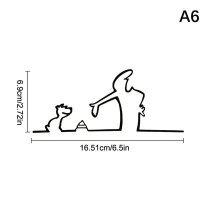 La Linea Minimalist Line Art Car Sticker Bumper & Window Door Wall Decal With Cartoon Character Design Home Car Decoration