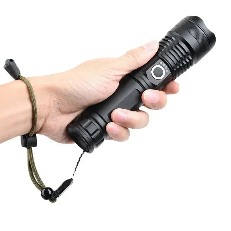 90000LM High Power XHP50 Led Flashlight Rechargeable Torch Zoom Usb Hand Lantern Camping Outdoor Waterproof Emergency
