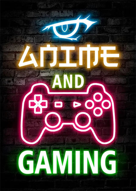 Gaming Neon Eat Sleep Game Repeat  Canvas Posters Gamer Room Decor Canvas Print Art for Home Esports Bedroom Decor Gift Painting