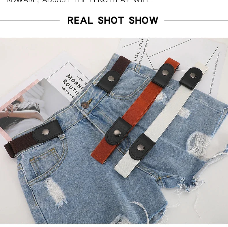 1pc Buckle-Free Belt For Jean Pants,Dresses,No Buckle Stretch Elastic Waist Belt For Women/Men,No Bulge,No Hassle Waist Belt