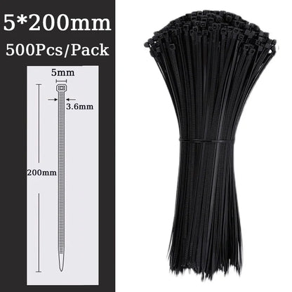 Self-locking plastic nylon tie Black 5x300mm cable tie fastening ring 8*500mm cable tie zip wraps strap nylon cable tie 5*300mm