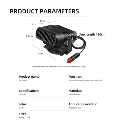 Car Cooling & Heater Fan 12V 120W Auto Windshield Anti-Fog Electric Heating Dryer Defogging Demister Defroster
