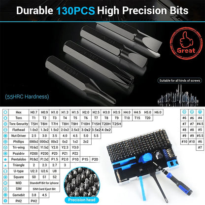 115/122/160 In 1 Precision Screwdriver Sets, Computer Repair Kit with Mini Wrench and Screw Remover,For Tablets,Watches,Iphones