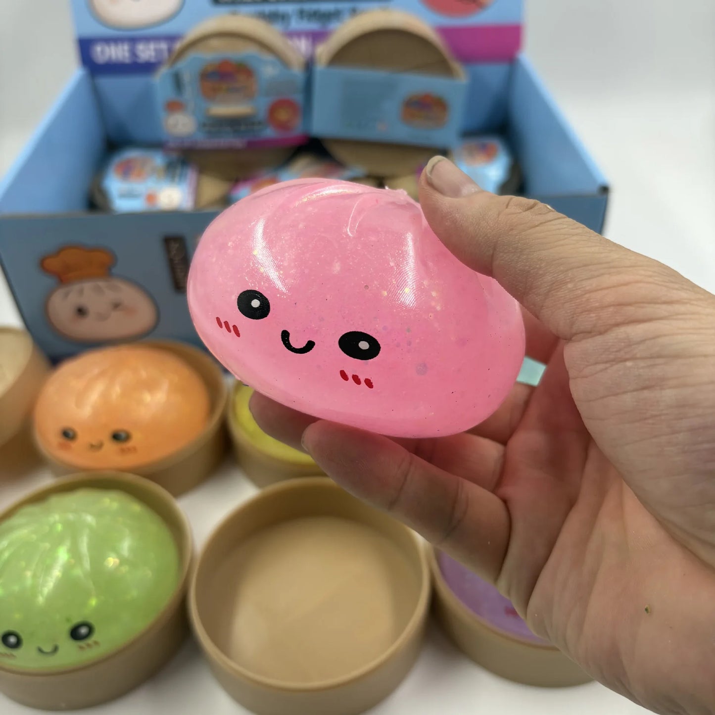 New Luminous Dumplings Squishy Expression Bun Toys Colorful Slow Rebound Simulation Stress Relief Bun Squeeze Toys