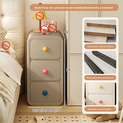 Cute Solid Wood Children's Nightstands for Children Furniture Dormitory Storage Bedside Tables Narrow Children's Storage Cabinet