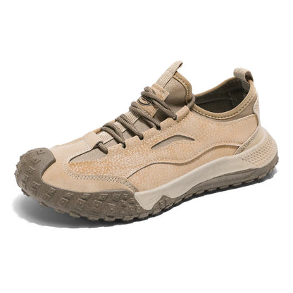 Men's Beige Breathable Sports Board Shoes Autumn 2026 Fashionable Versatile Thick Sole Canvas Lace-Up Casual Running Shoes