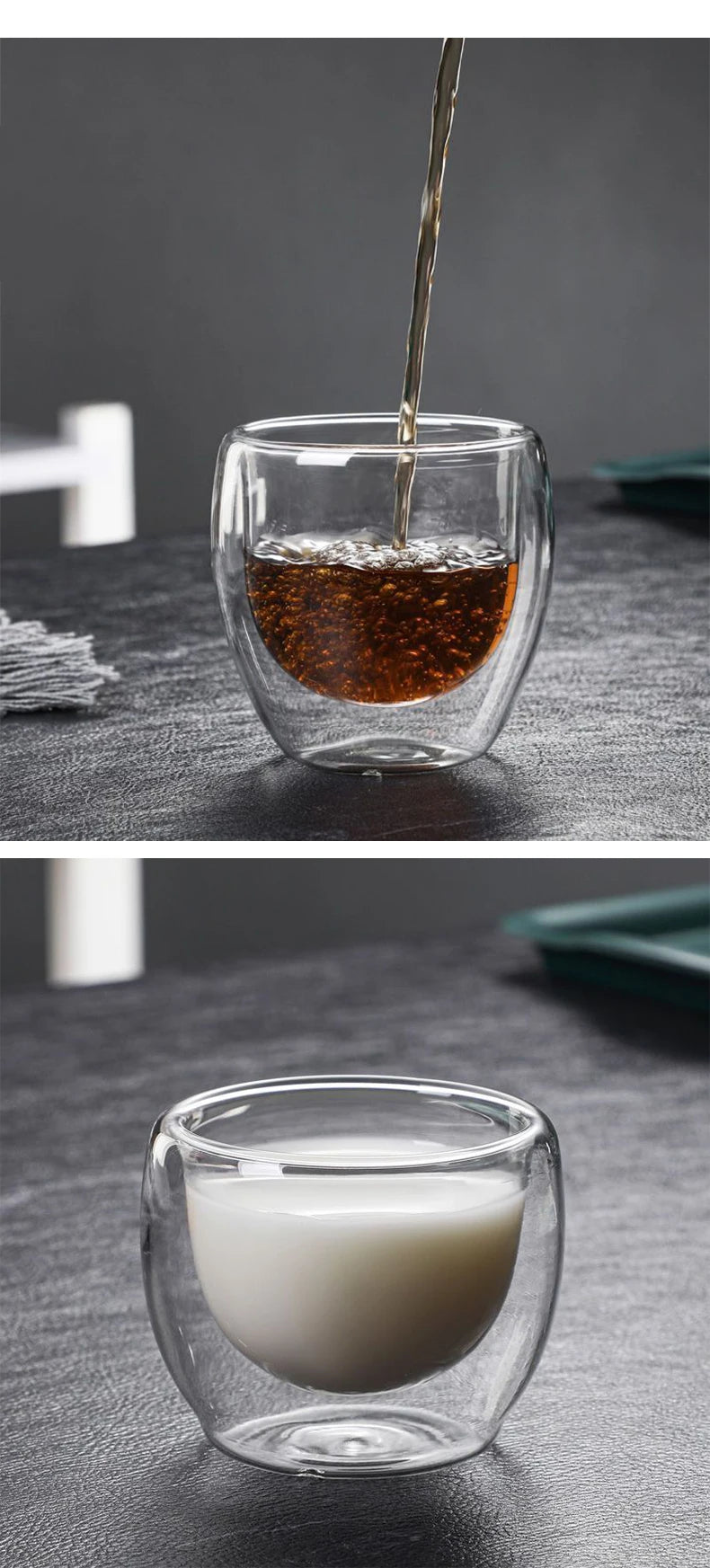 OANKR Double Walled Glass Coffee Mugs 80ML Insulated Layer Coffee Cups Borosilicate Glass Espresso Cup for Hot Beverage, Tea