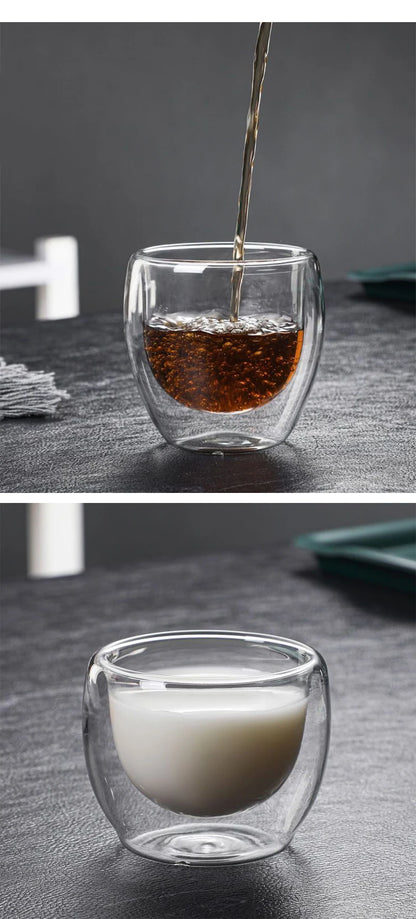 OANKR Double Walled Glass Coffee Mugs 80ML Insulated Layer Coffee Cups Borosilicate Glass Espresso Cup for Hot Beverage, Tea
