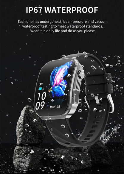LIGE Nowy smartwatch z zakrzywionym ekranem 3D o przekątnej 2,2 cala z podświetleniem LED, termometrem, monitorem zdrowia, połączeniami BT i funkcjami sportowo-fitnessowymi