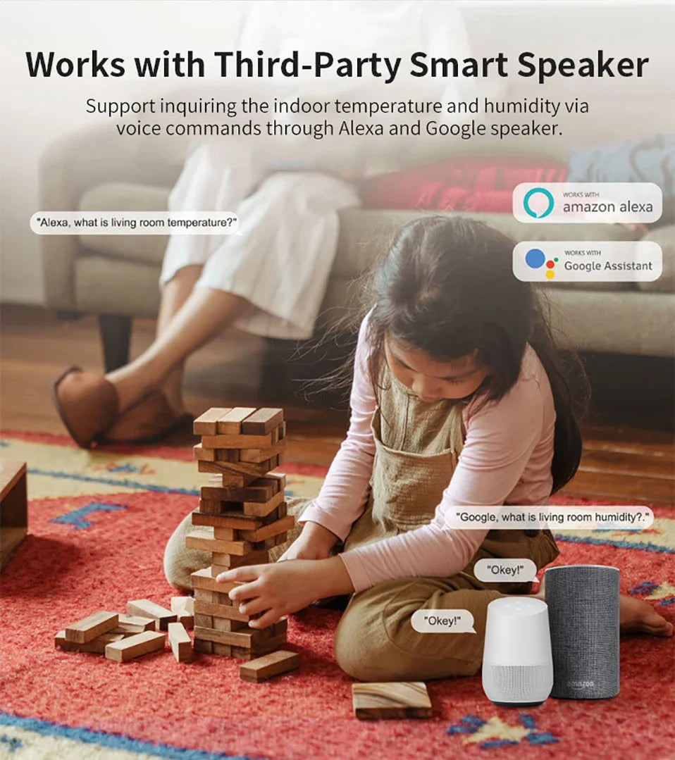 Tuya Zigbee WiFi Temperature & Humidity Sensor APP Remote Monitor For Smart Home Work With SmartLife Alexa Google Home Assistant