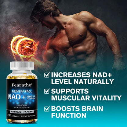 NAD Supplement, 1500 Mg - Liposomal NAD+ Supplement with Resveratrol, Supports Cellular Health, Endurance & Healthy Aging