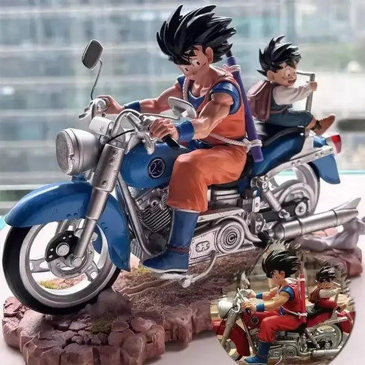 Dragon Ball Super Saiyan Gk Figure Goku Gohan Motorcycle Rotatable Tires Boxed Collectible Model Decor For Anime Collectors