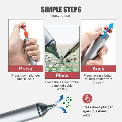 JCD New Aluminum Powerful Desoldering Pump Suction Tin Gun Soldering Sucker Pen Removal Vacuum Solder Iron Welding Repair Tool